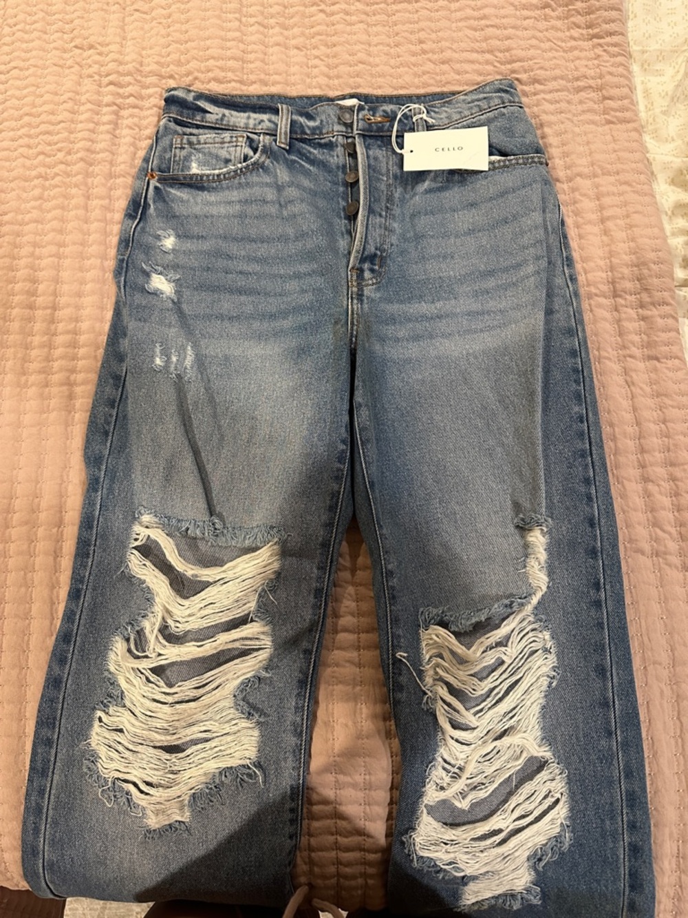 Cello Light Blue Distressed Boyfriend Jeans